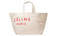 CELINE Canvas Tote Canvas Bag Shoulder Bag Shopping Bag Large Size Women's White