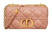 DIOR Caro Calfskin Single Crossbody Bag Women's Rose Pink