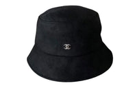 CHANEL Viscose Mulberry Silk Cotton Bucket Hats Women's Black