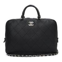 CHANEL Calfskin Bowling Bag Handbag Women's Black