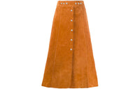 PRADA Leather Long Skirts Women's Brown