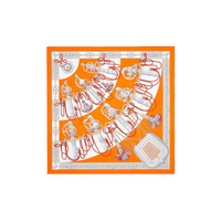 HERMES Silk Scarves Women's Orange/Gray/White