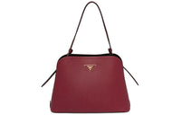 PRADA Saffiano Leather Shoulder Bag Crossbody Bag Small Size Women's Dark Red/Black