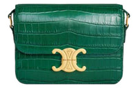 CELINE Triomphe Nile Crocodile Leather Shoulder Bag Crossbody Bag Handbag Women's Green