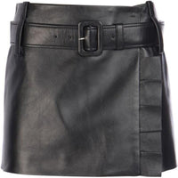 PRADA Leather Short Skirts Women's Black