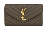 SAINT LAURENT CASSANDRE Lambskin Wallet Large Size Women's Light Musk