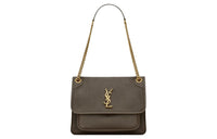 SAINT LAURENT Lambskin Crossbody Bag Medium Size Women's Light Musk