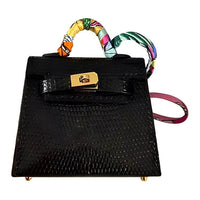 HERMES Kelly Twilly Lizard Skin Pendant Charm With Pendant Women's Black