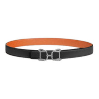 HERMES Leather Leather Belts Unisex Black Width 2.4CM