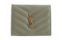 SAINT LAURENT CASSANDRE Lambskin Wallet Women's Green