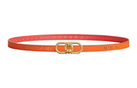 HERMES Plaisance Smooth Buckle & Double-Sided Calfskin Leather Belts Women's Orange/Salmon Pink Width: 1.3cm