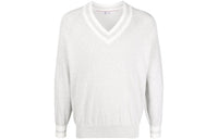 Brunello Cucinelli Stripe-Pattern V-Neck Jumper