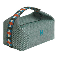 HERMES Bride-a-Brac Wool Toiletry Bag Large Size Women's Dark Green
