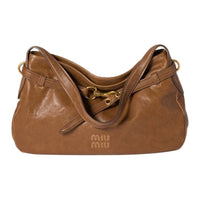 MIU MIU Aventure Sheepskin Shoulder Bag Women's Oak