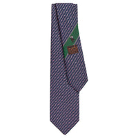 HERMES Mulberry Silk Ties Men's Marine Blue/Rose