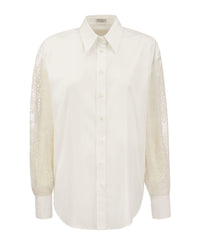 Brunello Cucinelli Broderie-Anglaise Panelled Shirt