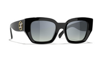 CHANEL Acetate Irregular Shape Sunglasses Women's Black