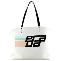PRADA Canvas Handbag Large Size Women's White