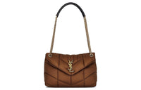SAINT LAURENT Polyamide Envelope Bag Flap Crossbody Handbag Shoulder Bag Women's Brown
