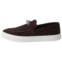 HERMES Game Loafers Men's Red Brown