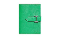HERMES Bearn Mysore Goat Skin Wallet Women's Comic Green