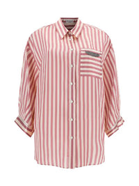 Brunello Cucinelli Striped Button-Up Blouse