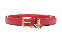 PRADA Logo Plaque Pin Buckle Leather Belts Women's Red