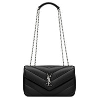 SAINT LAURENT LOULOU Lambskin Shoulder Bag Trumpets Women's Black