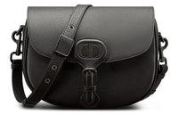 DIOR Bobby Grained Calfskin Shoulder Bag Crossbody Bag Medium Size Women's Pure Black