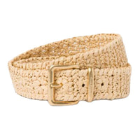 MIU MIU Woven Design Pin Buckle Metal Leather Belts Women's Beige Width 3.5CM