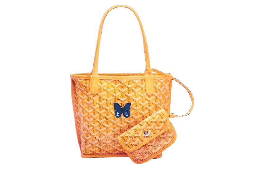 GOYARD Anjou Canvas With Calfskin Dog's Teeth Combo Bag Tote Bag Shopping Bag Shoulder Bag Handbag Mini Women's Yellow
