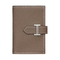 HERMES Bearn Epsom Calfskin Wallet Women's 18 Etoupe Elephant Gray