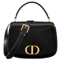 DIOR 30 Montaigne Cow Leather Shoulder Bag Crossbody Bag Handbag Medium Size Women's Black