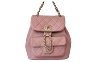 CHANEL Duma Smooth Cow Leather Backpack Women's Dried Pink