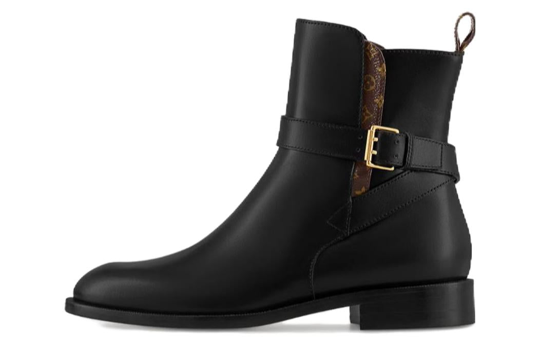 LOUIS VUITTON Westside Ankle Boots 'Black With Brown Monogram' Women's