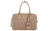 MIU MIU Matelassé Leather Shoulder Bag Crossbody Bag Handbag Women's Beige