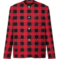 LOUIS VUITTON Damier Collarless Tweed Jacket