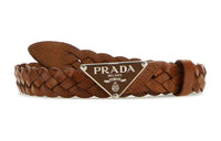 PRADA Logo plaque Leather Braided Belt