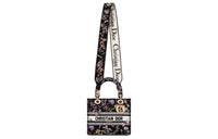 DIOR Embroidery Shoulder Bag Crossbody Bag Handbag Medium Size Women's Black & Multicolor