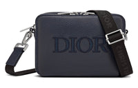 DIOR Grained Calfskin Messenger Bag Crossbody Bag Shoulder Bag Men's Navy