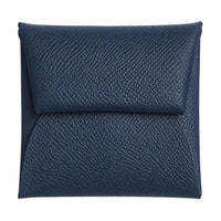 HERMES Bastia Epsom Calfskin Coin Purses Wallets Women's 7K Bleu Abysse Deep Sea Blue