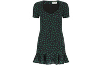 SAINT LAURENT Polka Dot Printed Short-Sleeved Mini Dress