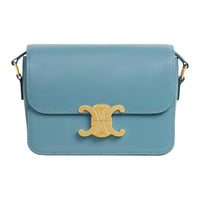 CELINE Triomphe Arc De Triomphe Smooth Cow Leather Handbag Shoulder Bag Crossbody Bag Women's Denim Blue