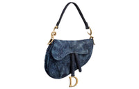 DIOR Saddle Denim Saddle Bag, Portable Crossbody Bag, Shoulder Bag Women's Denim Blue