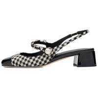 MIU MIU Chunky Heel Casual Single Shoes Women's Black White
