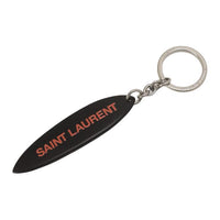 SAINT LAURENT Wooden Brass Metal Keychains Unisex Black
