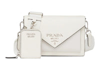 PRADA Cow Leather Handbags Shoulder Bags Women's White