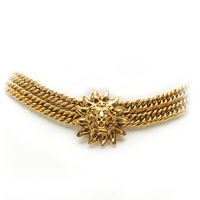 CHANEL Pre-Owned 1970-1980  Plated Lion Head Choker Costume Necklace