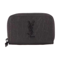 SAINT LAURENT Monogram Leather Coin Purse Card Holder Wallet Men's Black