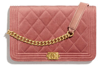 CHANEL Velvet Shoulder Bag Regular Women's Pink